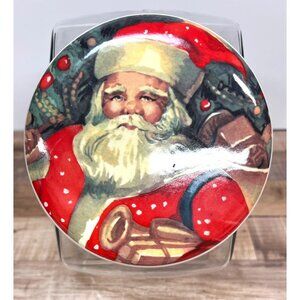 Vintage Glass Santa Claus Cookie Jar With Ceramic Lid